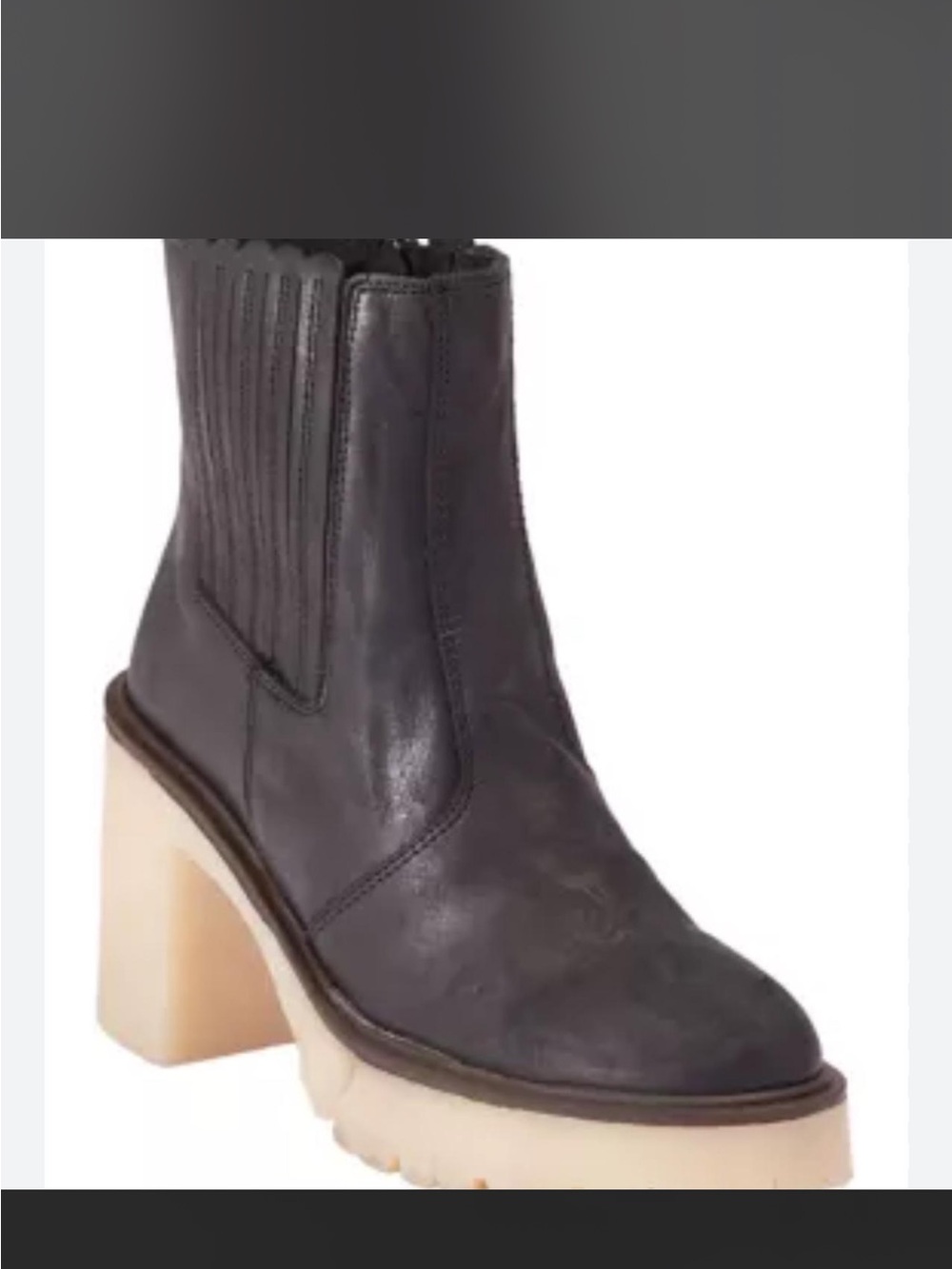 Free People Black Leather Platform Chelsea Boot with Cream Lug Sole